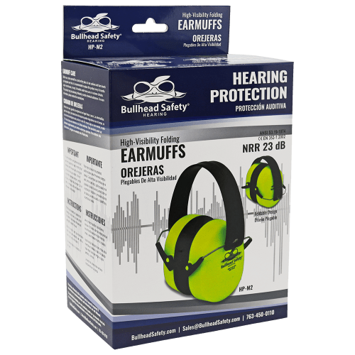 Bullhead Safety® Hearing Protection Premium High-Visibility Foldable NRR 23 dB Earmuffs - HP-M2