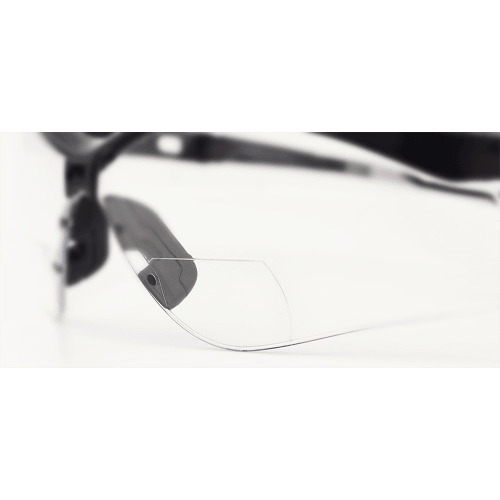 Spearfish® Clear Performance Fog Technology 2.0 Diopter Bifocal Reader Style Lens, Shiny Black Frame Safety Glasses - BH225120PFT