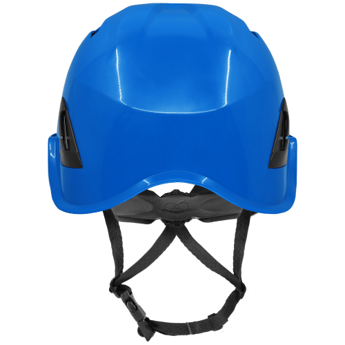 Bullhead Safety™ Head Protection Blue Type 2 Climbing Style Protective Helmet with Optional Venting, a Four-Point Chin Strap, and a Ratchet Suspension - HH-CH2-B