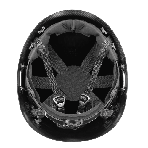 Bullhead Safety™ Head Protection - Matte Black Graphite Climbing Style Protective Helmet with Six-Point Ratchet Suspension and Four-Point Chin Strap - LIMITED STOCK - HH-CH1-CB