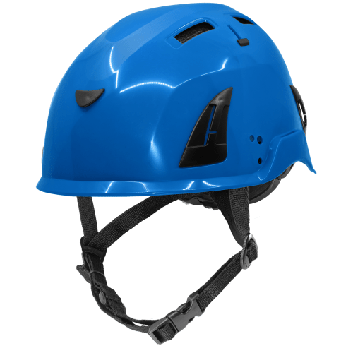 Bullhead Safety™ Head Protection Blue Type 2 Climbing Style Protective Helmet with Optional Venting, a Four-Point Chin Strap, and a Ratchet Suspension - HH-CH2-B