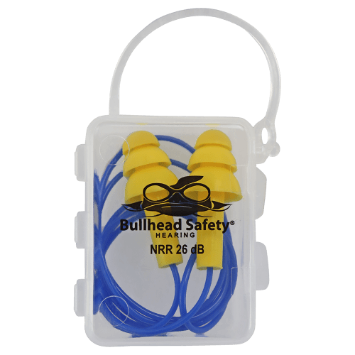 Bullhead Safety® Hearing Protection Corded Reusable Silicone NRR 26 dB Earplugs - HP-S2