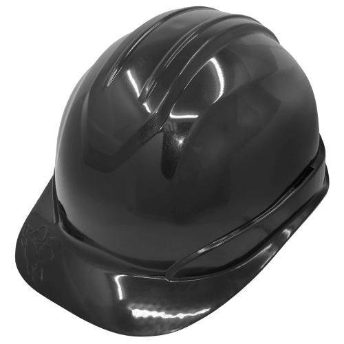 Bullhead Safety™ Head Protection Black Unvented Cap Style Hard Hat With Six-Point Ratchet Suspension - HH-C2-K