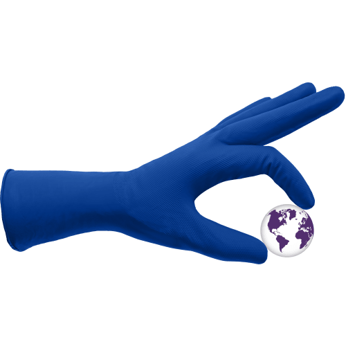 Panther-Guard® Heavyweight Nitrile, Powder-Free, Industrial-Grade, Raised Micro-Diamond Pattern, Blue, 9-Mil, 11-Inch Disposable Gloves - 1005PF