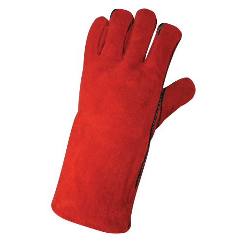 Economy-Grade Split Leather Red Welders Gloves with Thermal-Knit Lining - 1200E