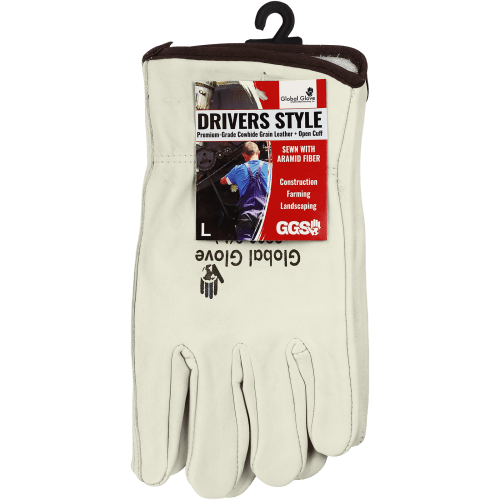 Premium-Grade Grain Cowhide Drivers Style Retail Tagged Gloves with Keystone Thumb - 3200-T