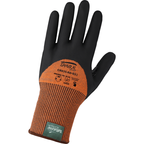 Samurai Glove® High-Visibility Cut Resistant Three-Quarter Coated Touchscreen Gloves Made with 15-Gauge Tuffalene® Platinum - CR835-RD