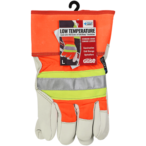 High-Visibility Insulated Cowhide Leather Palm Gloves with Safety Cuff - 2950HV