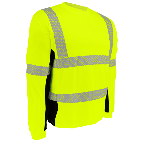 FrogWear® HV Premium Athletic High-Visibility Long-Sleeved Shirt with Breathable Black Mesh - GLO-225LS