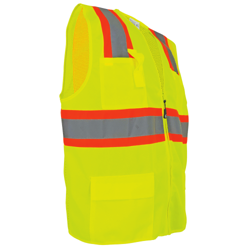 FrogWear® HV High-Visibility Yellow/Green Solid and Mesh Polyester Surveyors Vest - GLO-003