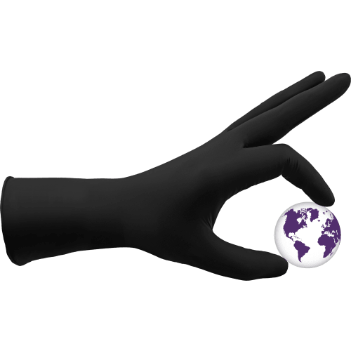 Panther-Guard® Heavyweight Nitrile, Powder-Free, Industrial-Grade, Black, 8-Mil, Flock Lined, Textured Fingertips, 11-Inch Disposable Gloves - 800F