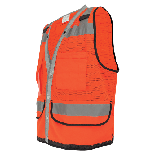 FrogWear® HV Lightweight High-Visibility Orange Mesh and Solid Surveyors Safety Vest - GLO-058