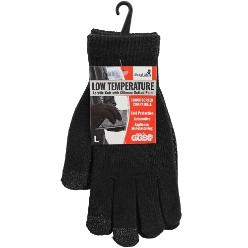 Touchscreen Compatible Acrylic String Knit Low-Temperature Gloves with Silicone Dots - IP3DB