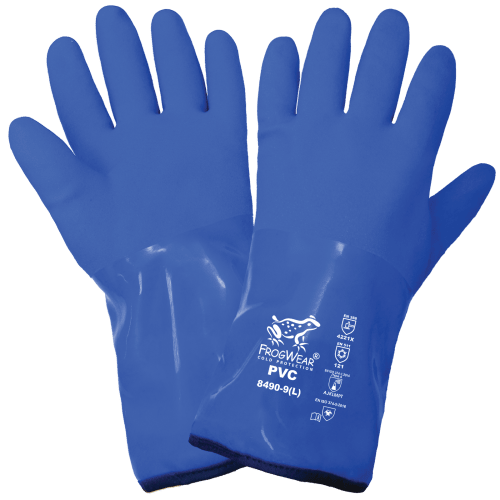 FrogWear® Cold Protection Premium Flexible Waterproof Triple-Coated PVC Chemical Handling Gloves - 8490