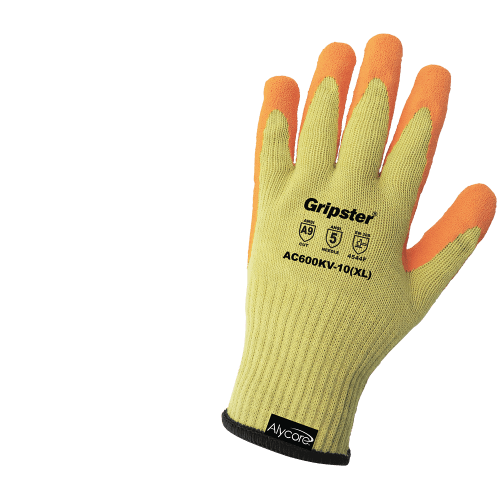Gripster® Cut, Abrasion, Puncture, and Hypodermic Needle Resistant Gloves Made with Alycore® and a High-Visibility Orange Palm - AC600KV