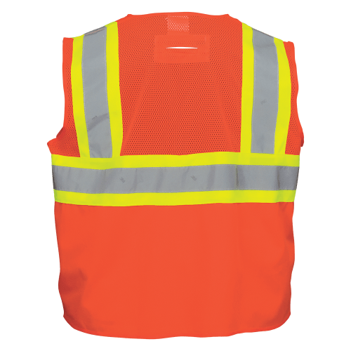 FrogWear® HV Solid and Mesh Polyester High-Visibility Orange Surveyors Safety Vest - GLO-0047