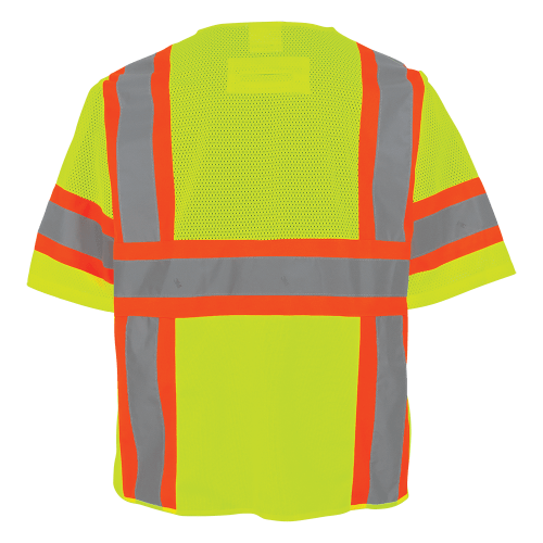 FrogWear® HV Mesh/Solid Polyester High-Visibility Yellow/Green Surveyors Safety Vest - GLO-127