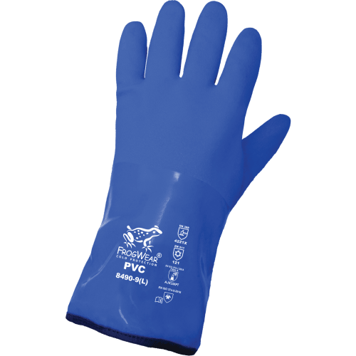 FrogWear® Cold Protection Premium Flexible Waterproof Triple-Coated PVC Chemical Handling Gloves - 8490
