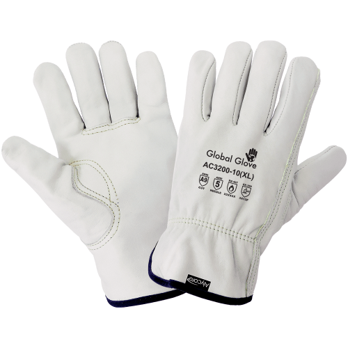Cut and Hypodermic Needle Resistant Cowhide Leather Gloves with Alycore® and Aramid Fiber Reinforcements - AC3200