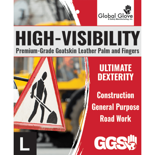 High-Visibility Nylon Back With Goatskin Leather Palm Gloves - 1100GHV