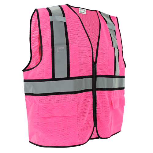 FrogWear® HV Enhanced Visibility Pink Surveyors Safety Vest - GLO-0066