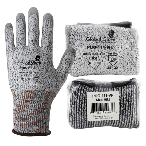 PUG™ Polyurethane Coated Vend-Packed 13-Gauge HPPE Gloves with Cut, Abrasion, and Puncture Resistance - PUG-111-VP