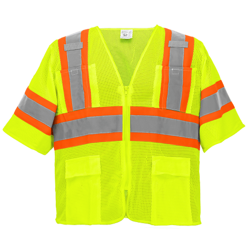 FrogWear® HV High-Visibility Mesh Polyester Surveyors Safety Vest with Sleeves - GLO-0135