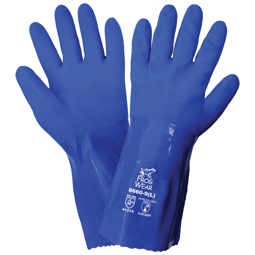 FrogWear® Triple-Coated Blue PVC Abrasion Resistant Chemical Handling Gloves - 8660