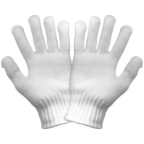 FDA Compliant, Heavyweight, Bleached White, Nylon, String Knit Gloves - N960