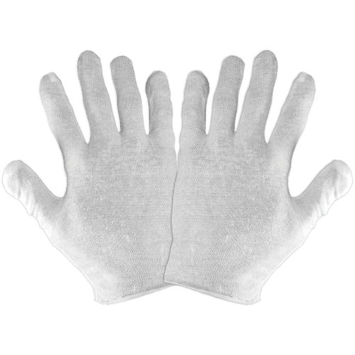 Reversible Bleached White Lightweight Cotton Gloves - L100