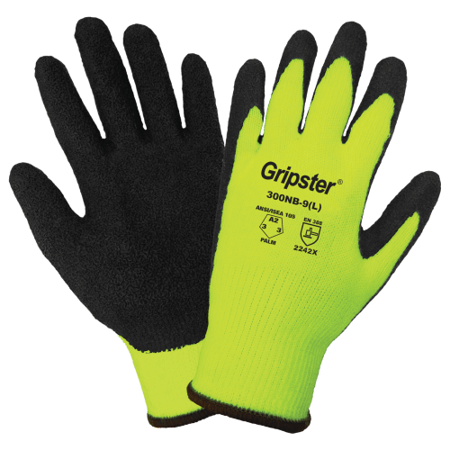 Gripster® Cut, Abrasion, and Puncture Resistant High-Visibility Gloves with an Etched Rubber-Coated Palm - 300NB