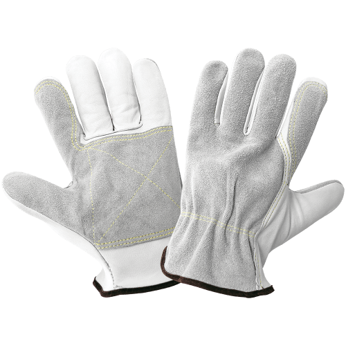 Premium Grain Goatskin Palm and Split Cowhide Back Leather Driver's Gloves with a Double Palm - 3150G