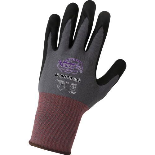 Tsunami Grip® Lightweight Dotted New Foam Technology Coated Nylon/Spandex Gloves with Cut, Abrasion, and Puncture Resistance - 500NFTD