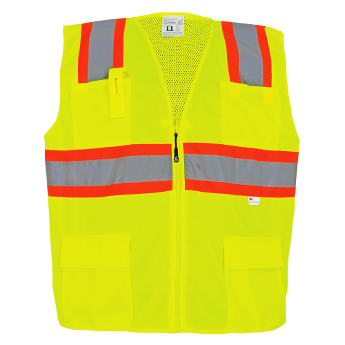 FrogWear® HV High-Visibility Yellow/Green Solid and Mesh Polyester Surveyors Vest - GLO-003