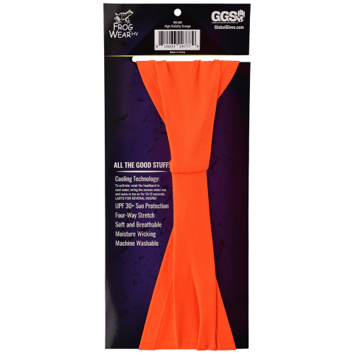 FrogWear™ HV High-Visibility Orange Tapered Cooling Headband with Four-Way Stretch - HB-400