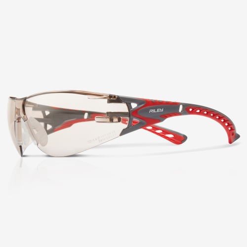 Stream Evo™ Small LED Anti-Fog Lens, Gray and Red Frame Safety Glasses - RLY00372