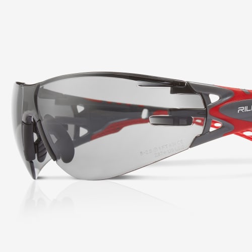 Stream Evo™ Small Gray Anti-Fog Lens, Gray and Red Frame Safety Glasses - RLY00367