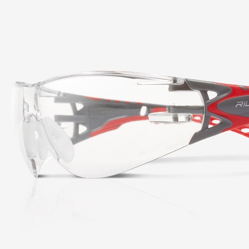 Stream Evo™ Small Clear Anti-Fog Lens, Gray and Red Frame Safety Glasses - RLY00366