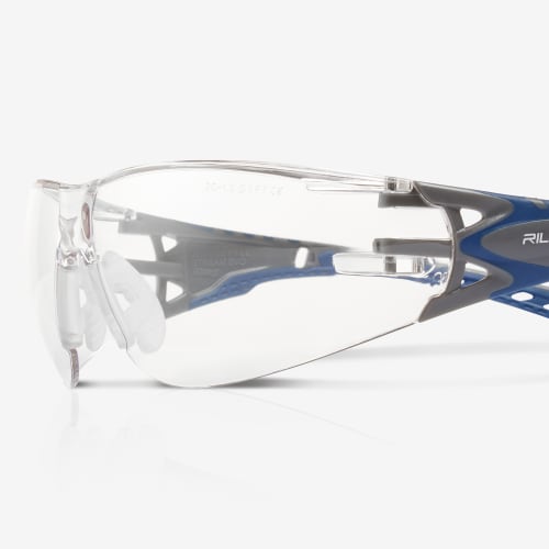 Stream Evo™ Eco Clear Anti-Fog Lens, Gray and Blue Frame Safety Glasses - RLY00370