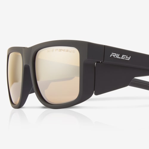 Navigator™ Antique Mirror Anti-Fog Lens, Matte Black Frame Safety Glasses - RLY00525