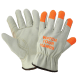 Standard Cowhide Leather Drivers Style Gloves with High-Visibility Orange Fingertips - 3200WH