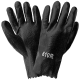 Economy 10-Inch Black PVC Chemical Resistant Gloves with a Cotton Interlock Liner and Gauntlet Cuff - 610R