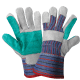 Economy Gray and Teal Split Cowhide Double Palm Gloves with Rubberized Safety Cuff - 2300DP