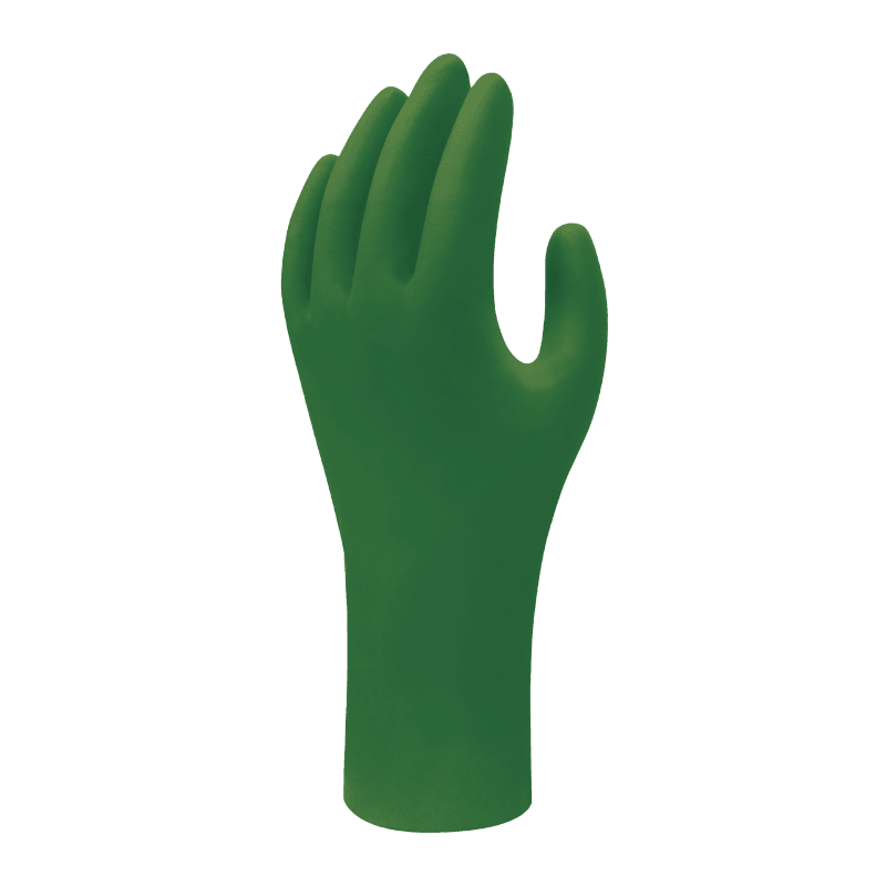 SHOWA 4500 Flat Dipped Nitrile Gloves, Green