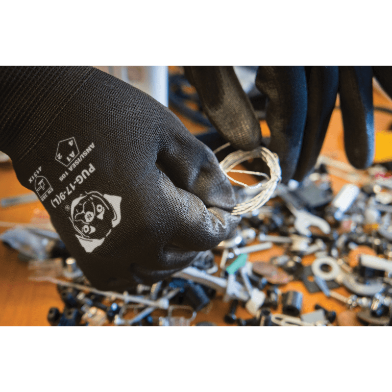 PUG™ Lightweight Black Polyurethane Coated Anti-Static/Electrostatic Compliant Nylon Gloves with Cut, Abrasion, and Puncture Resistance - PUG-17