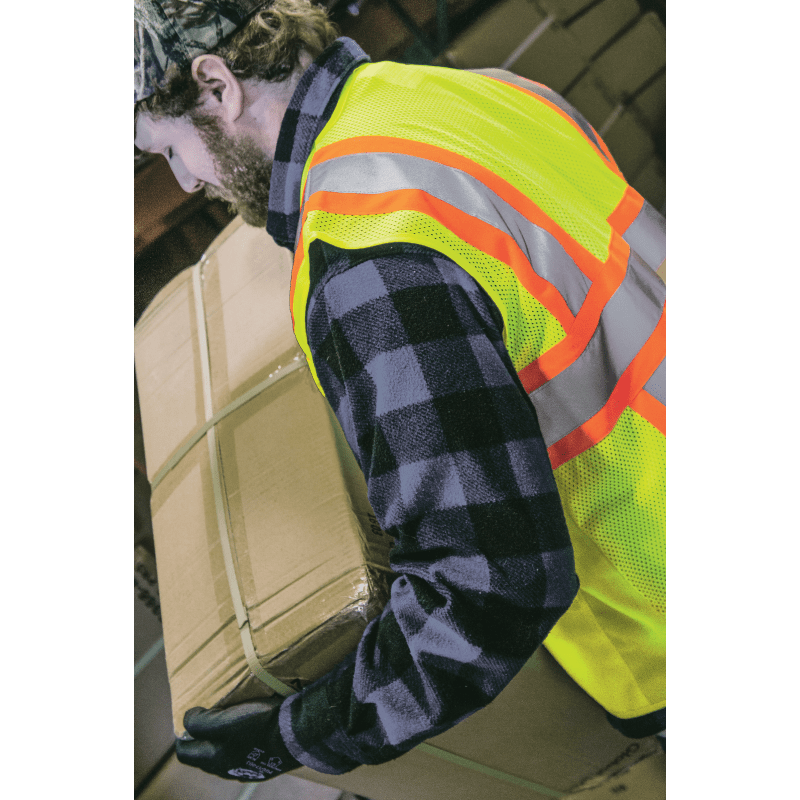 FrogWear® HV High-Visibility Yellow/Green Solid and Mesh Polyester Surveyors Vest - GLO-003
