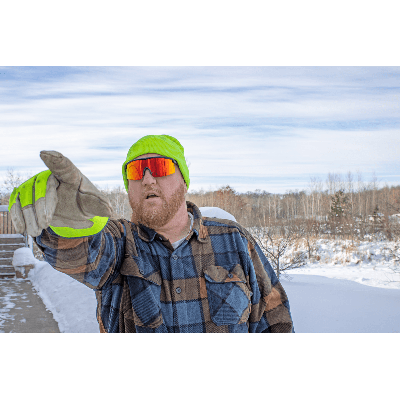 High-Visibility Nylon Back With Goatskin Leather Palm Gloves - 1100GHV