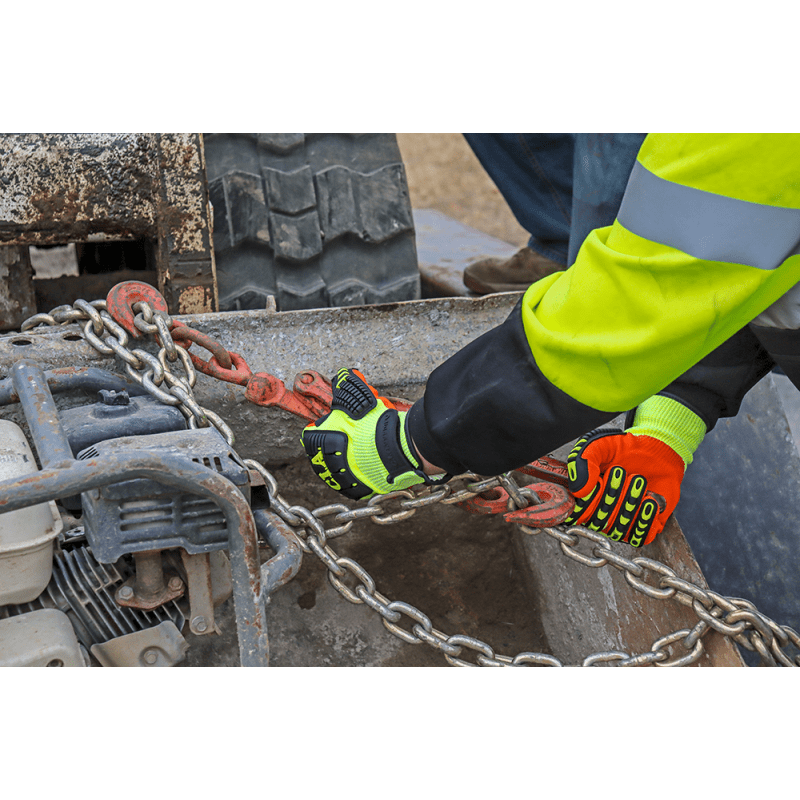 Vise Gripster® C.I.A. High-Visibility Mach Finish Nitrile-Coated Gloves with Cut, Abrasion, Puncture, and Impact Resistance - CIA995MFV