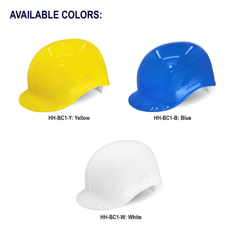Bullhead Safety™ Head Protection White Vented Bump Cap With Four-Point Slide Lock Suspension - HH-BC1-W