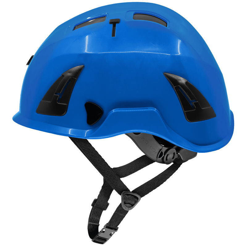 Bullhead Safety™ Head Protection Blue Type 2 Climbing Style Protective Helmet with Optional Venting, a Four-Point Chin Strap, and a Ratchet Suspension - HH-CH2-B
